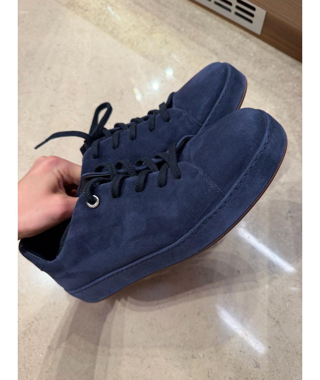LORO PIANA Темно-синие замшевые кеды, фото 3