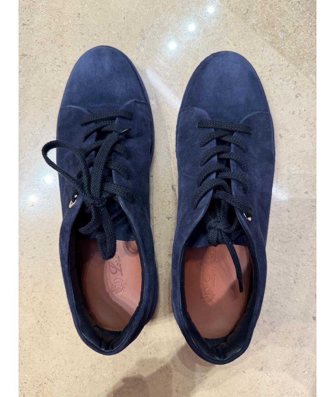 LORO PIANA Темно-синие замшевые кеды, фото 5