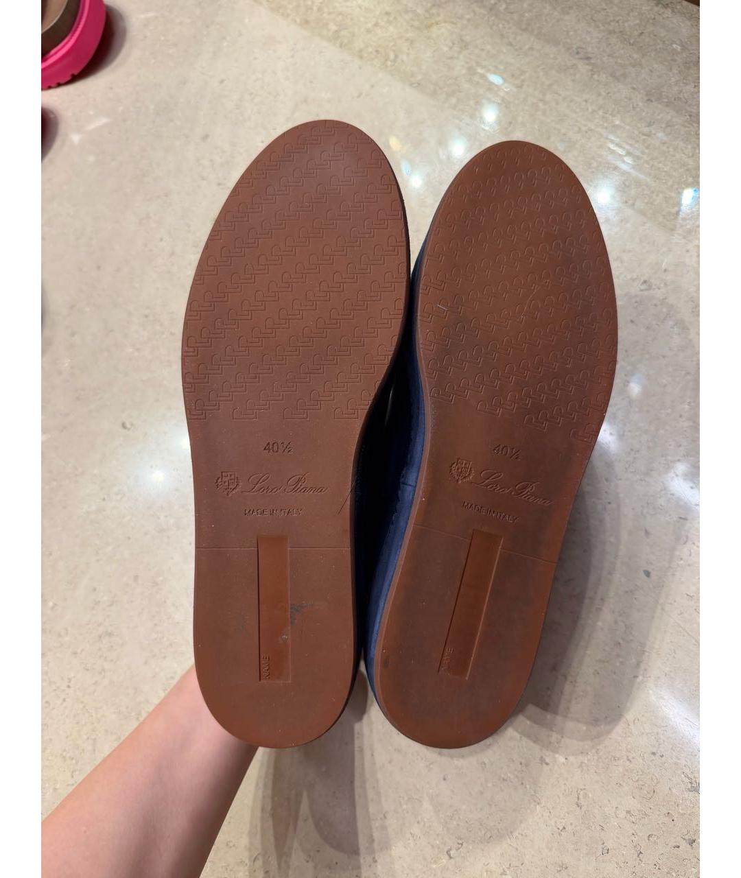 LORO PIANA Темно-синие замшевые кеды, фото 4