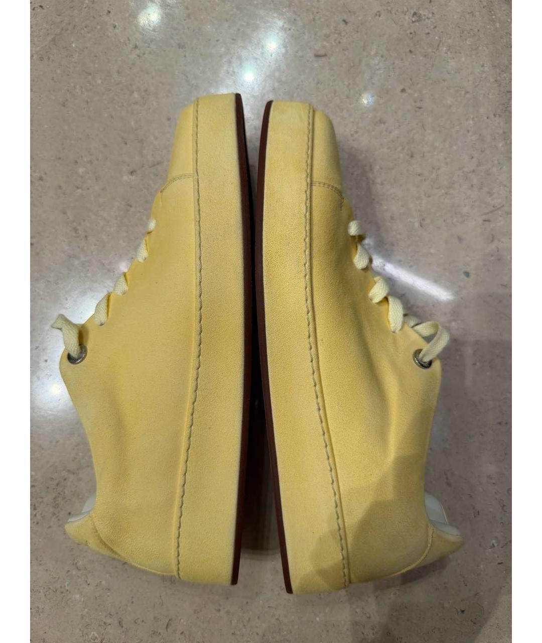 LORO PIANA Желтые замшевые кеды, фото 5