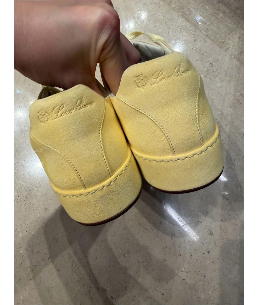 LORO PIANA Желтые замшевые кеды, фото 3