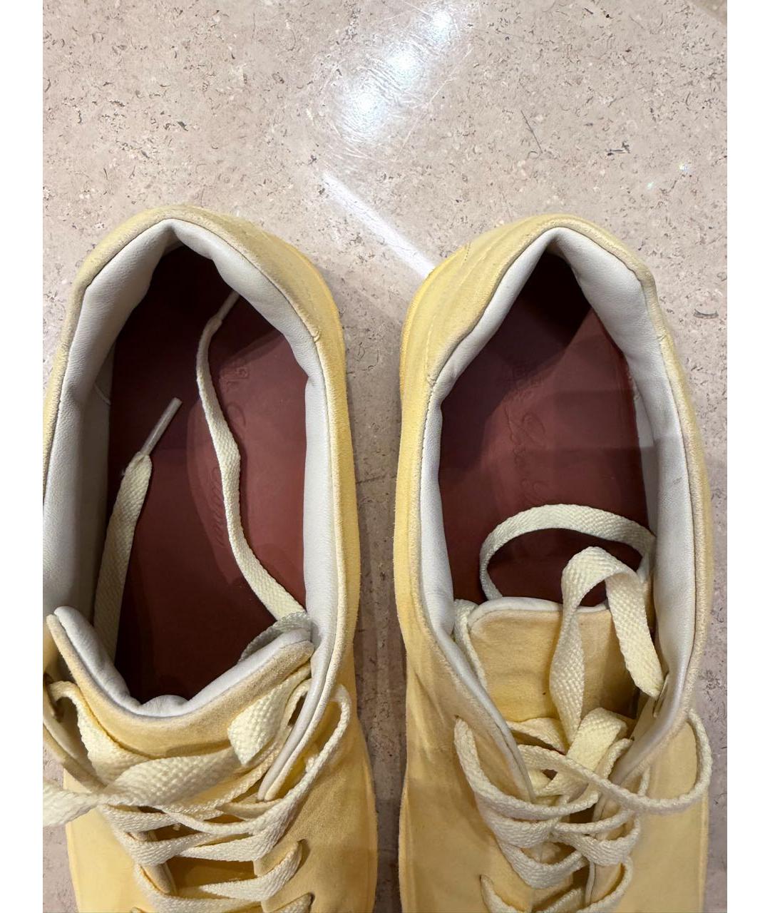 LORO PIANA Желтые замшевые кеды, фото 2