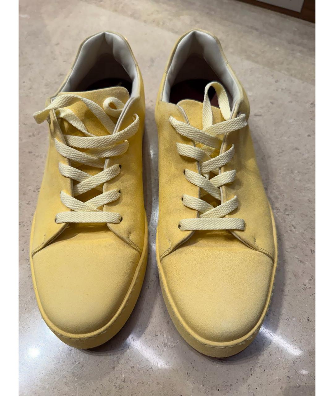 LORO PIANA Желтые замшевые кеды, фото 7