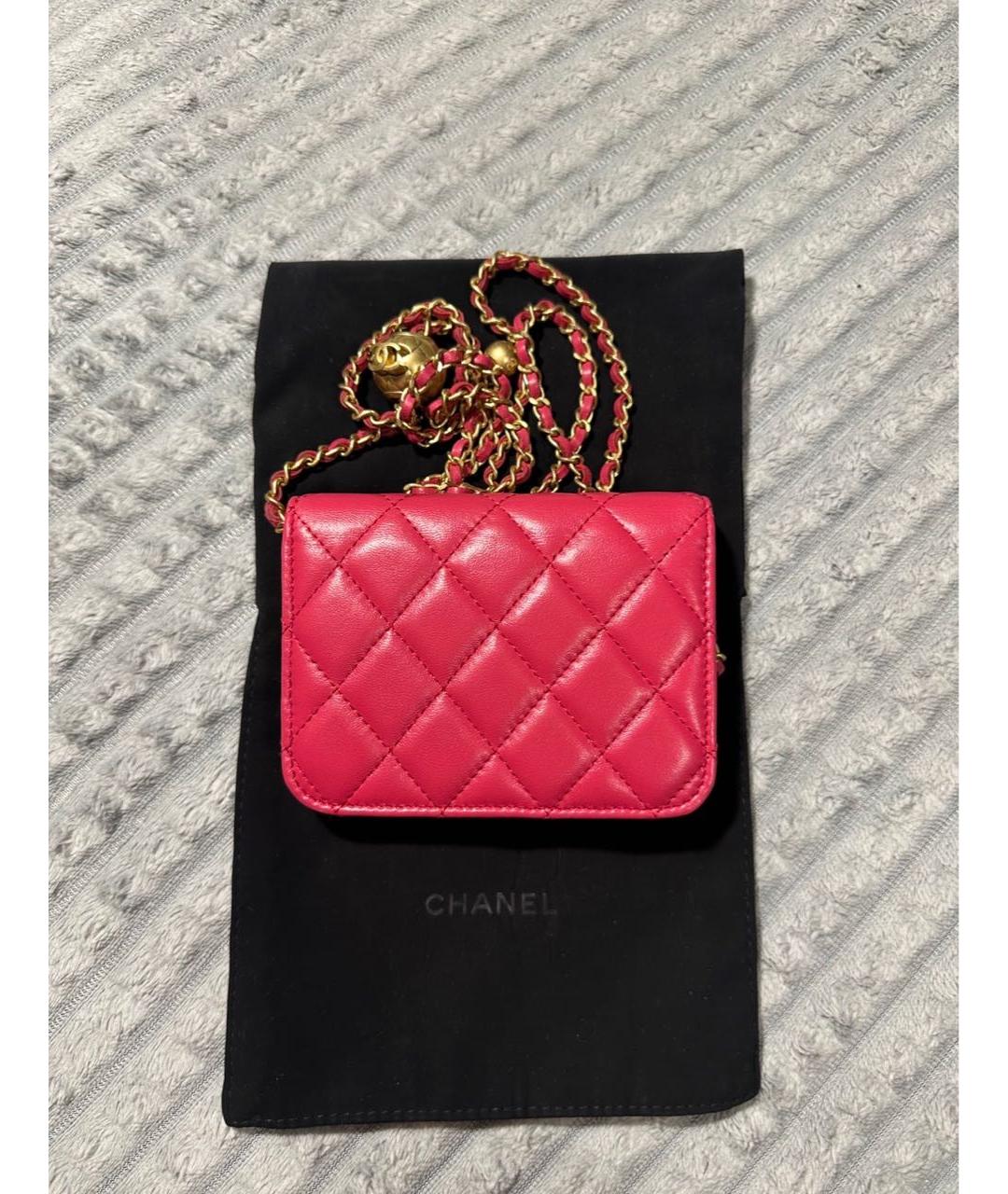 CHANEL Розовая кожаная сумка через плечо, фото 8