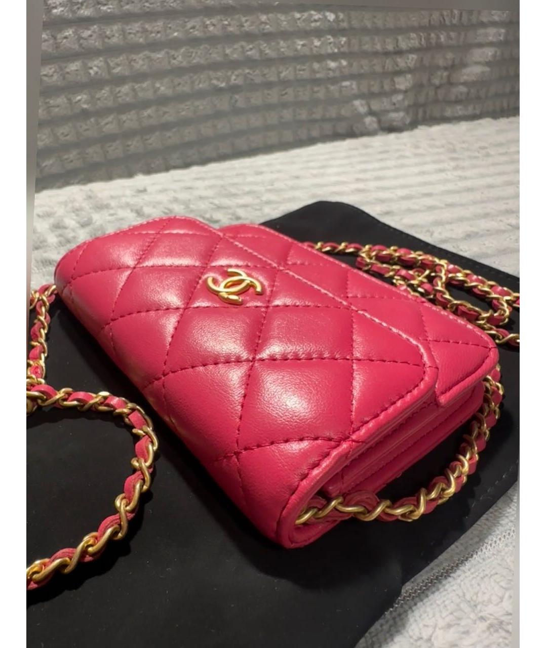 CHANEL Розовая кожаная сумка через плечо, фото 6