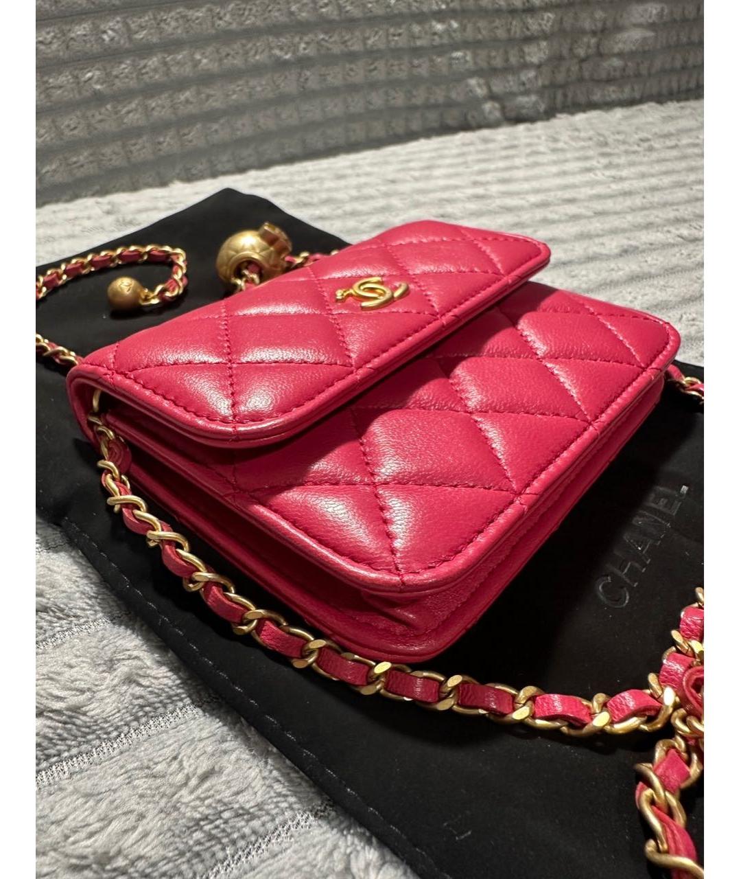 CHANEL Розовая кожаная сумка через плечо, фото 3
