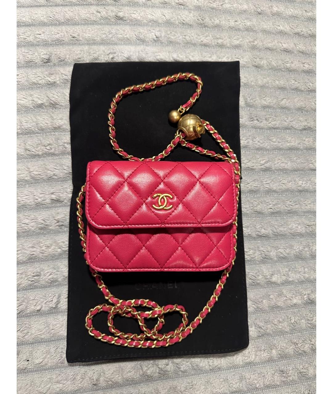 CHANEL Розовая кожаная сумка через плечо, фото 2