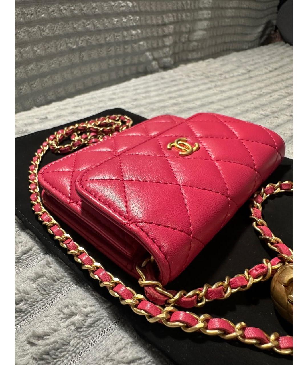 CHANEL Розовая кожаная сумка через плечо, фото 5