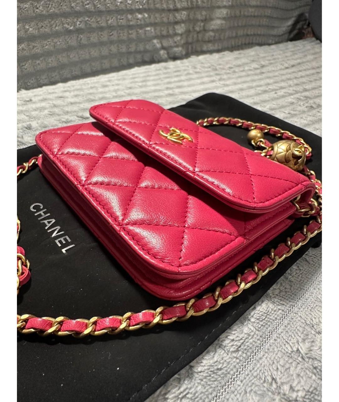 CHANEL Розовая кожаная сумка через плечо, фото 4