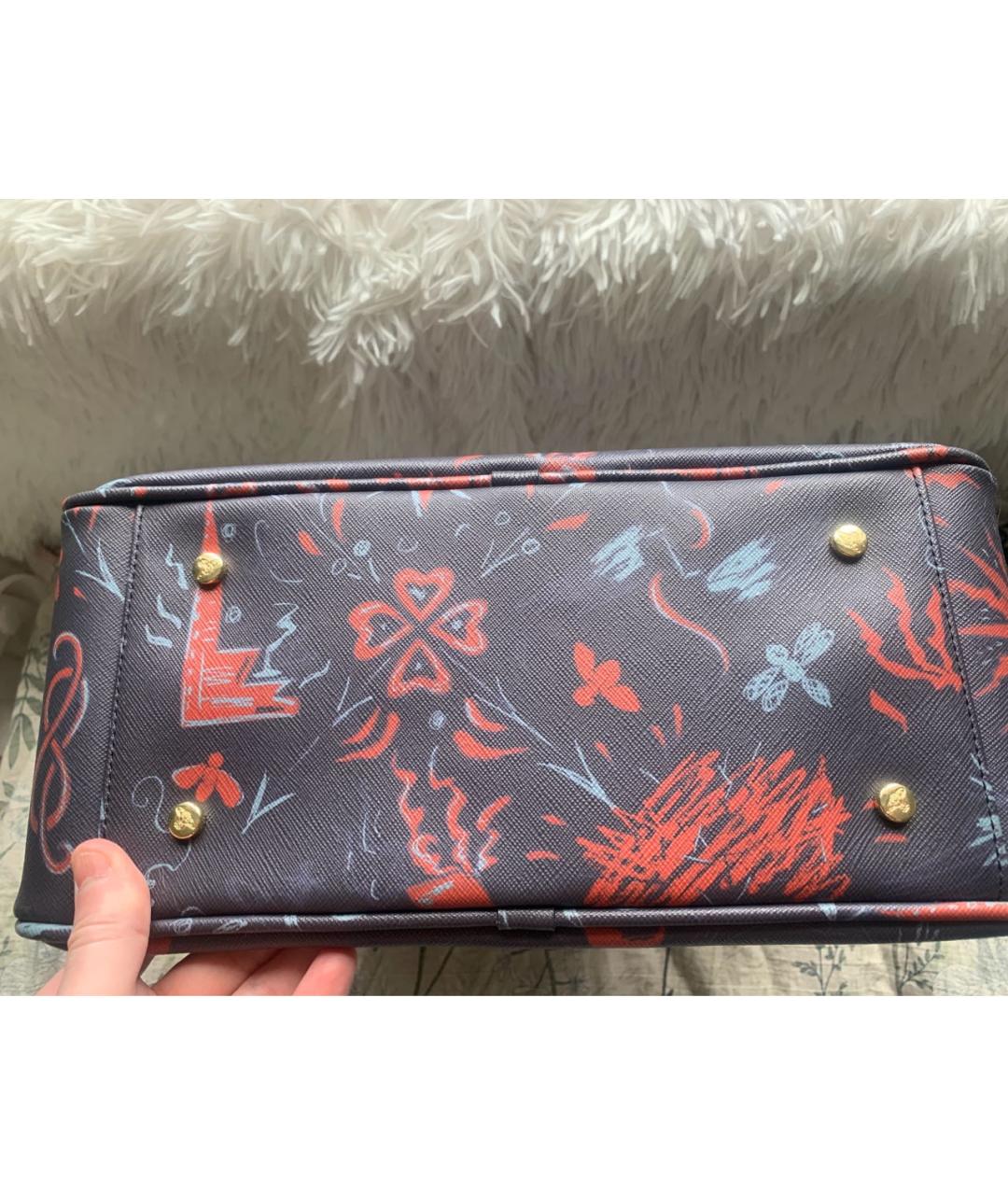 VIVIENNE WESTWOOD Темно-синяя кожаная сумка с короткими ручками, фото 3