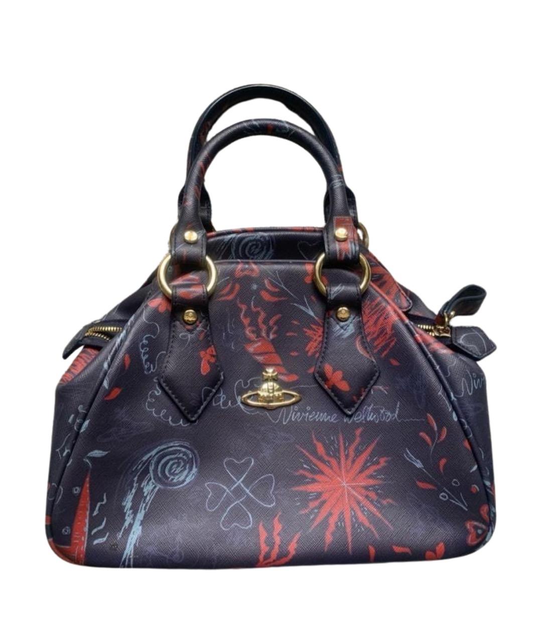 VIVIENNE WESTWOOD Темно-синяя кожаная сумка с короткими ручками, фото 1