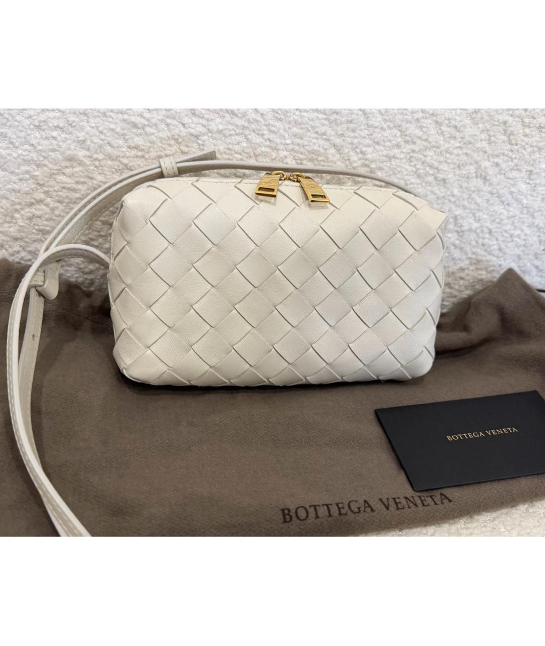 BOTTEGA VENETA Белая кожаная сумка через плечо, фото 4