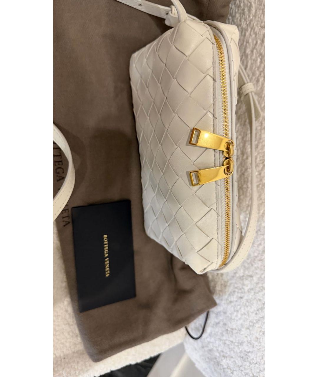 BOTTEGA VENETA Белая кожаная сумка через плечо, фото 5
