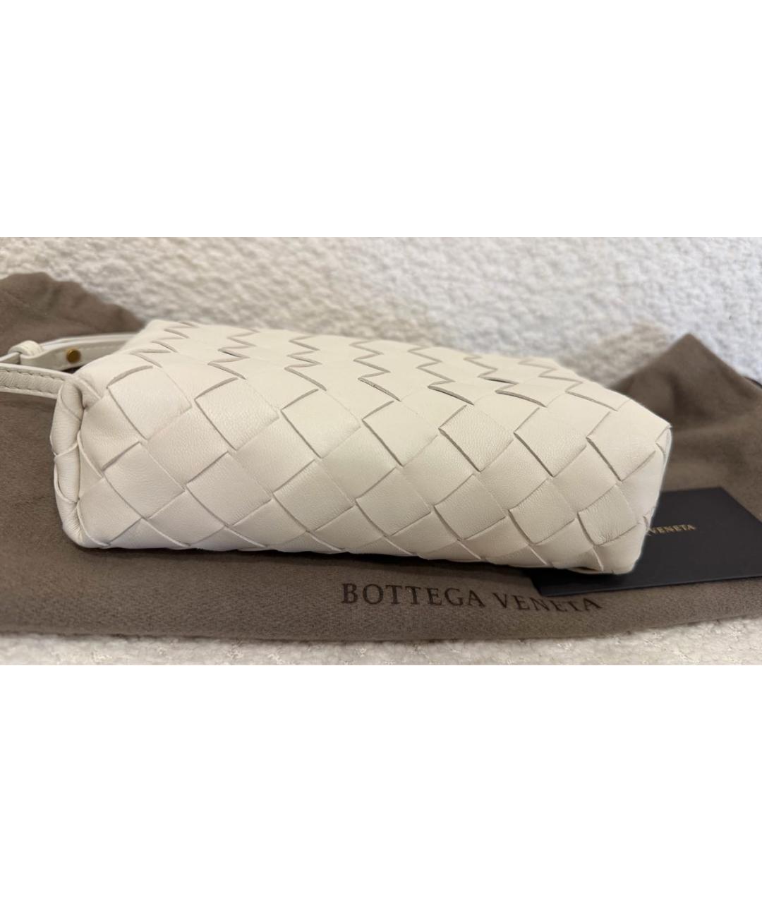 BOTTEGA VENETA Белая кожаная сумка через плечо, фото 6