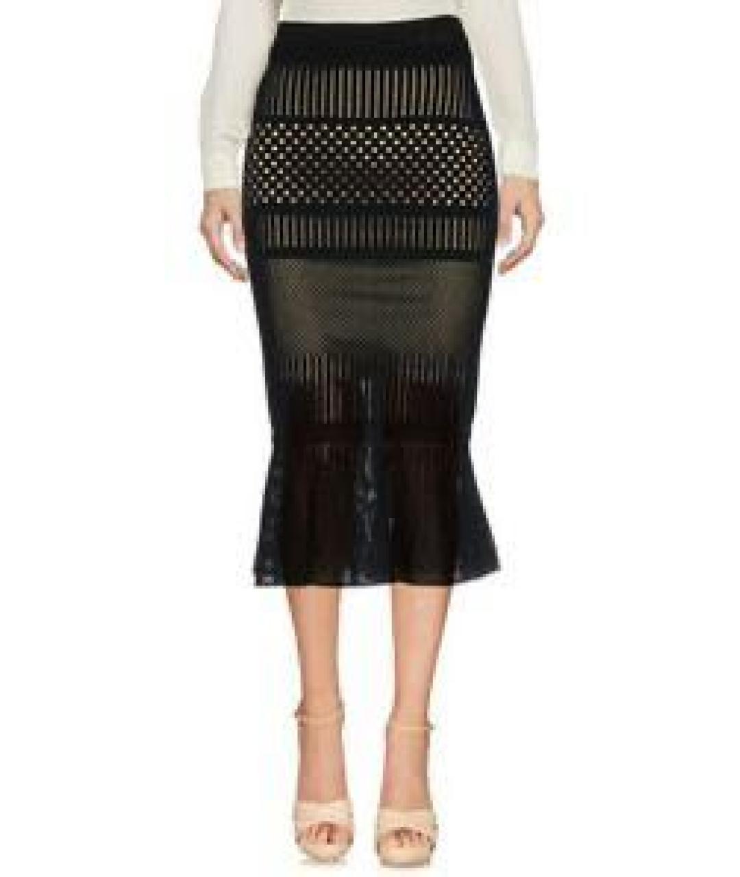 PINKO Черная вискозная юбка миди, фото 5