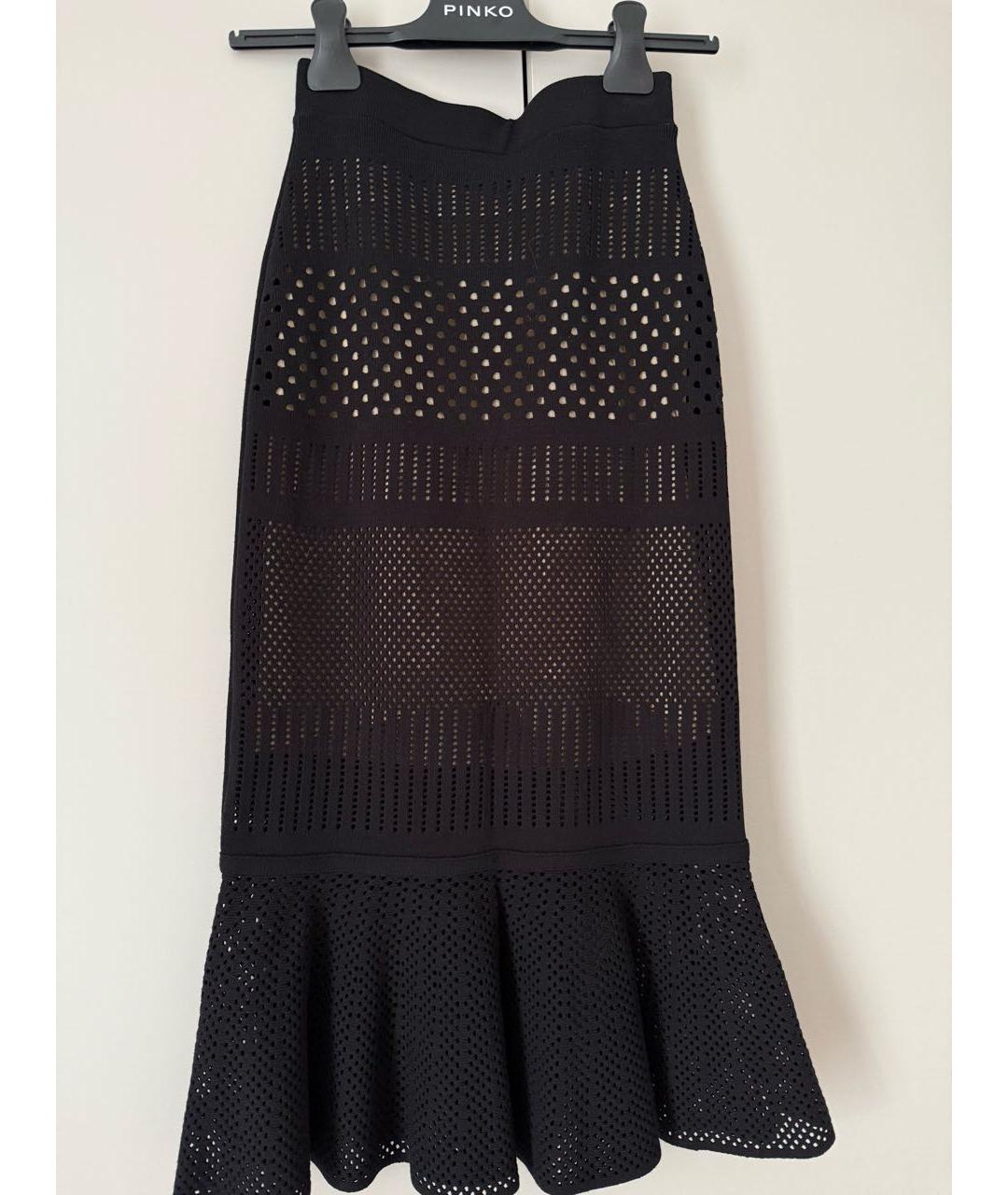 PINKO Черная вискозная юбка миди, фото 6
