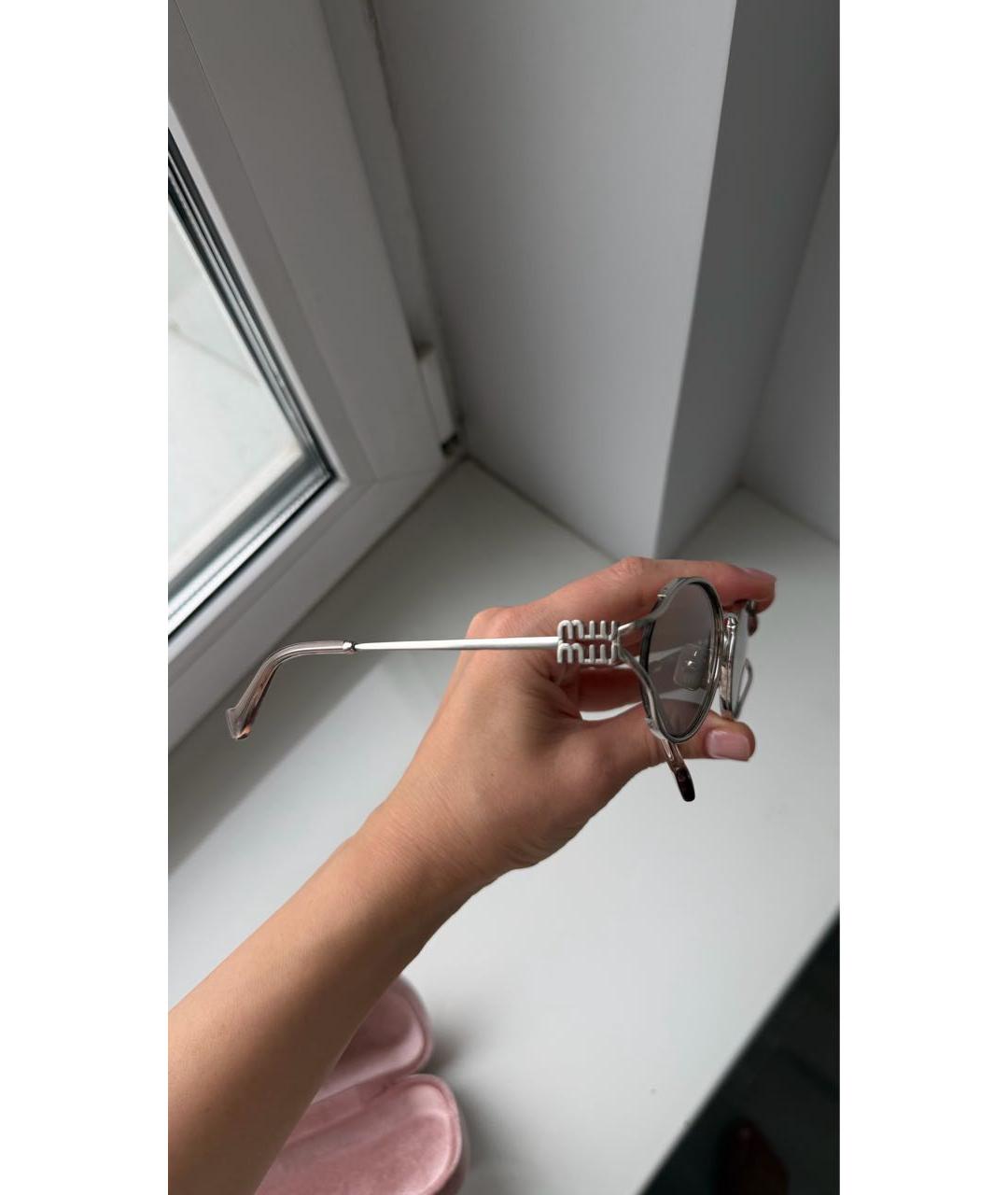 MIU MIU Серебряные металлические солнцезащитные очки, фото 3