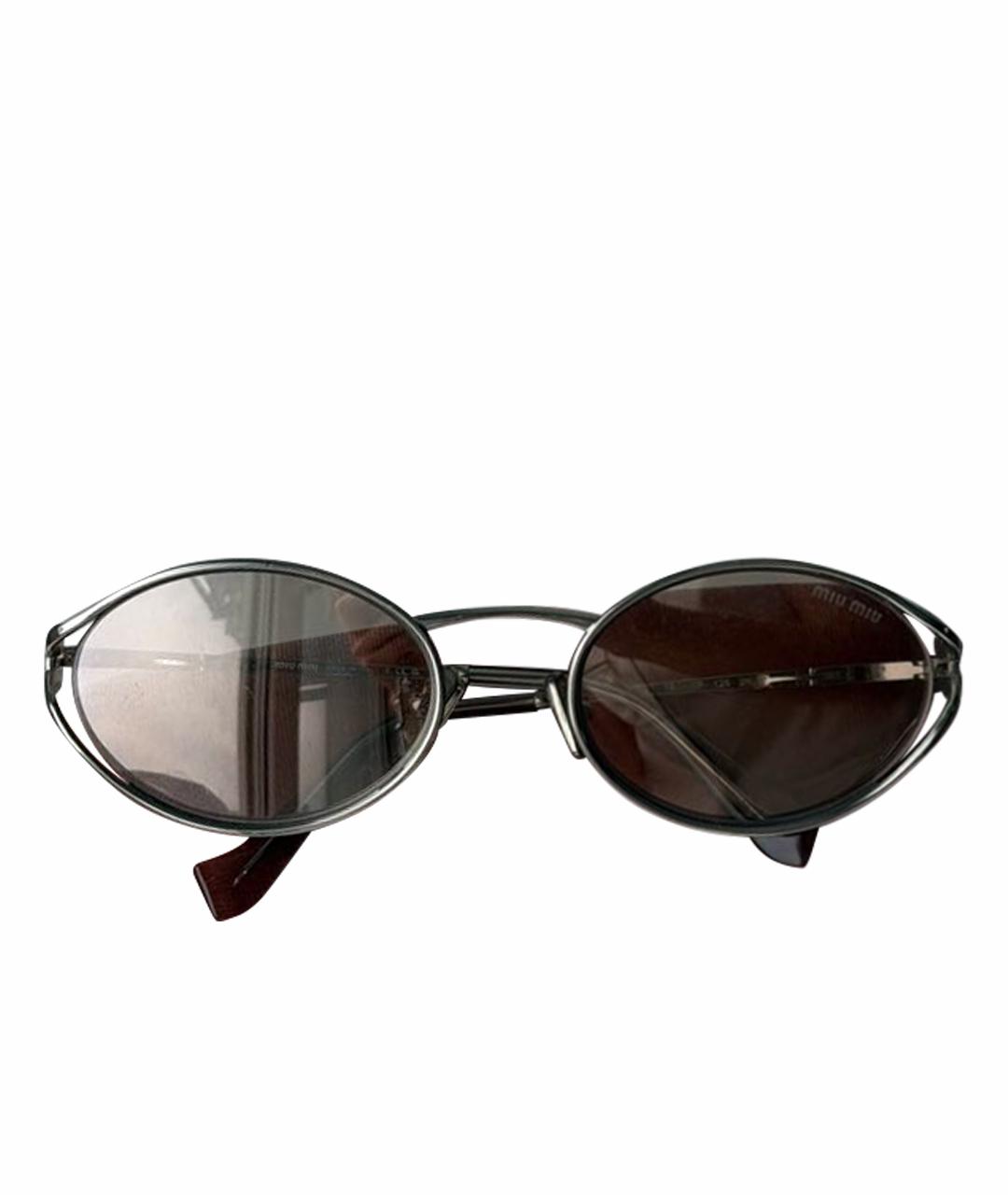 MIU MIU Серебряные металлические солнцезащитные очки, фото 1