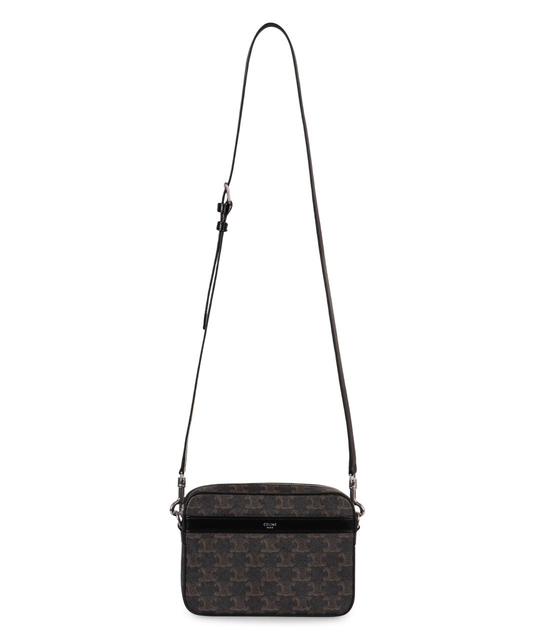 CELINE Черная тканевая сумка на плечо, фото 3