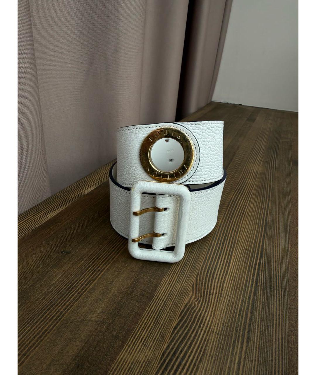 LOUIS VUITTON Белый кожаный ремень, фото 7