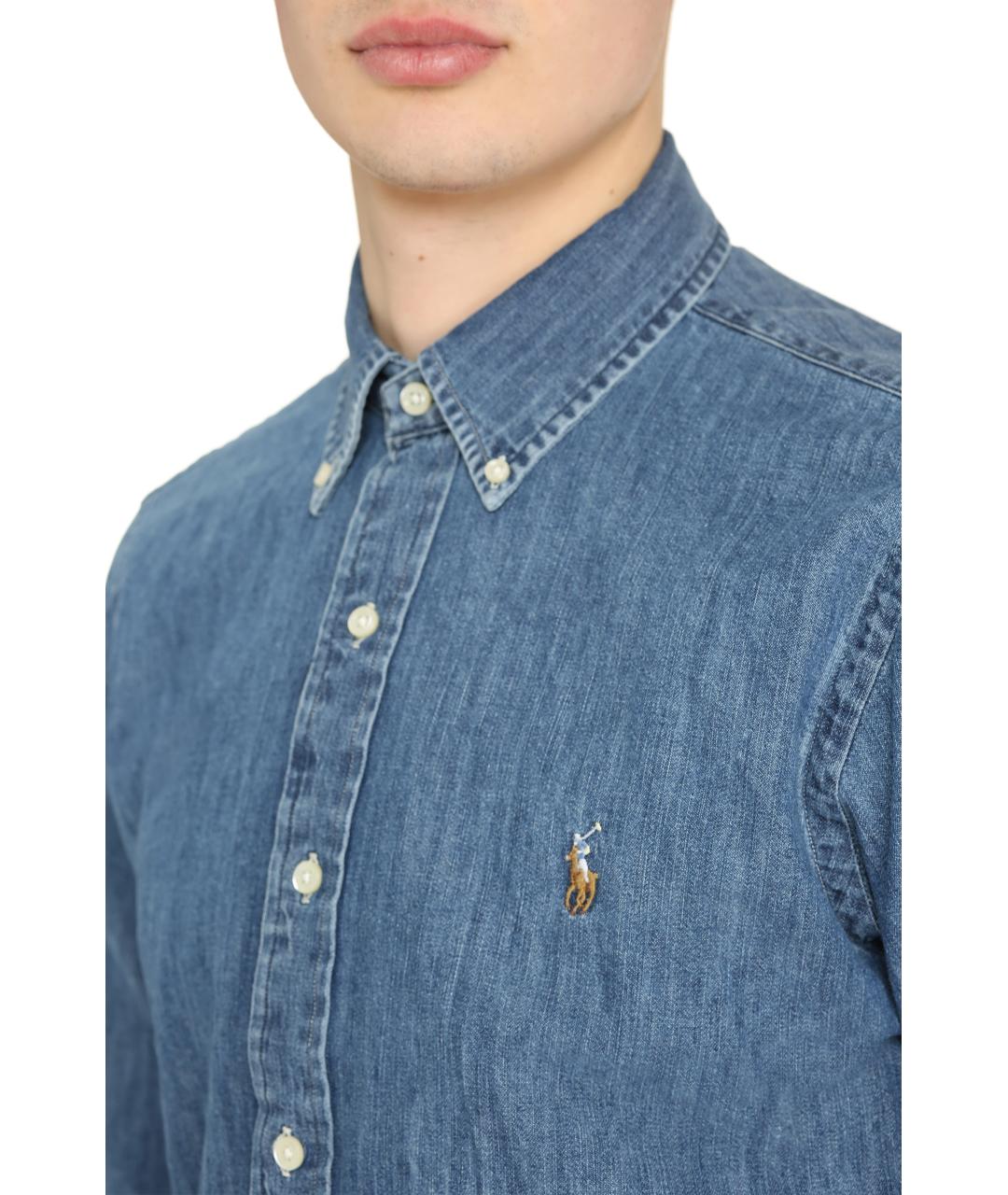 POLO RALPH LAUREN Синяя хлопковая кэжуал рубашка, фото 5