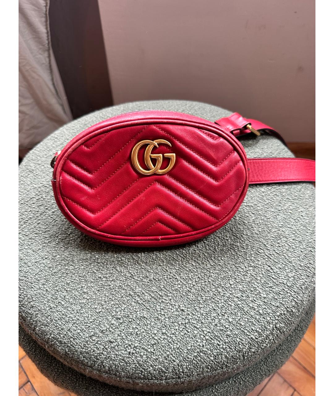 GUCCI Красная кожаная поясная сумка, фото 4