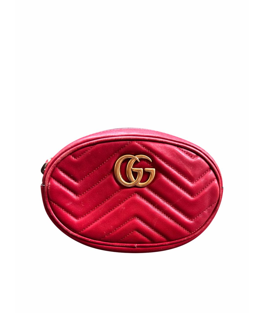GUCCI Красная кожаная поясная сумка, фото 1