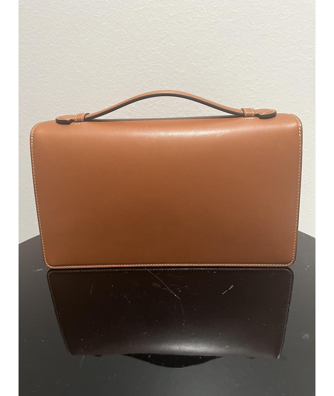CELINE Коричневая кожаная сумка с короткими ручками, фото 2