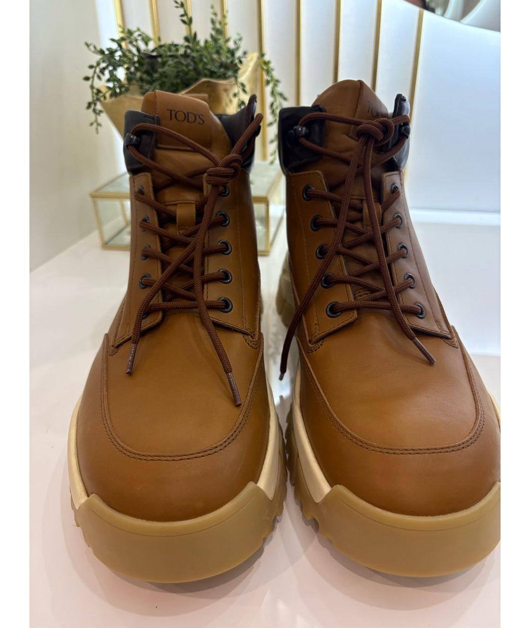 TOD'S Коричневые кожаные высокие ботинки, фото 2