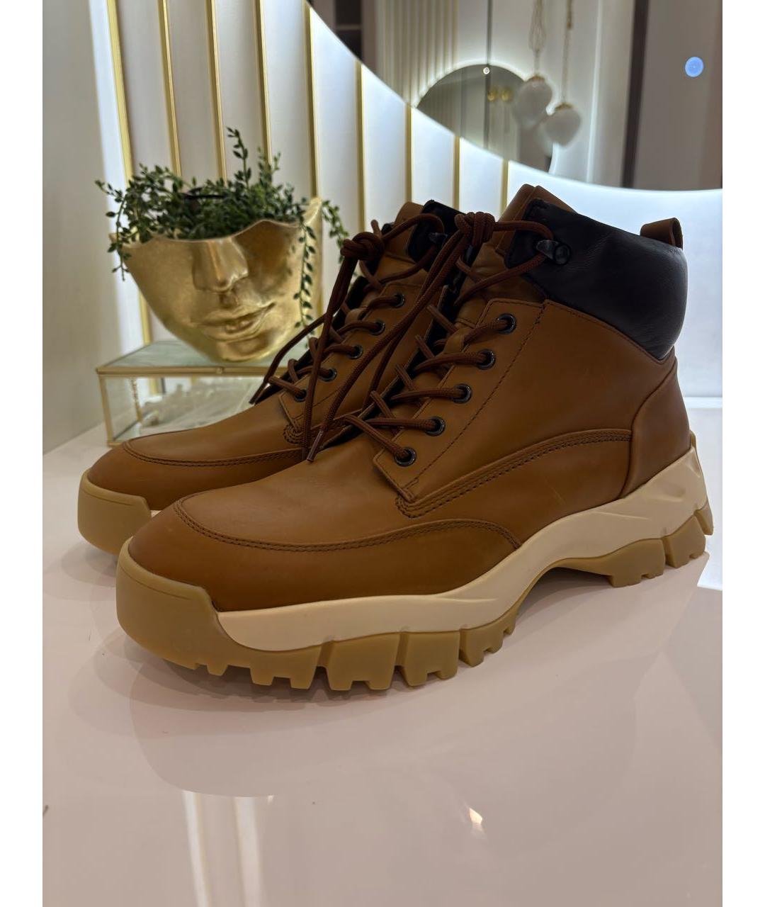 TOD'S Коричневые кожаные высокие ботинки, фото 6