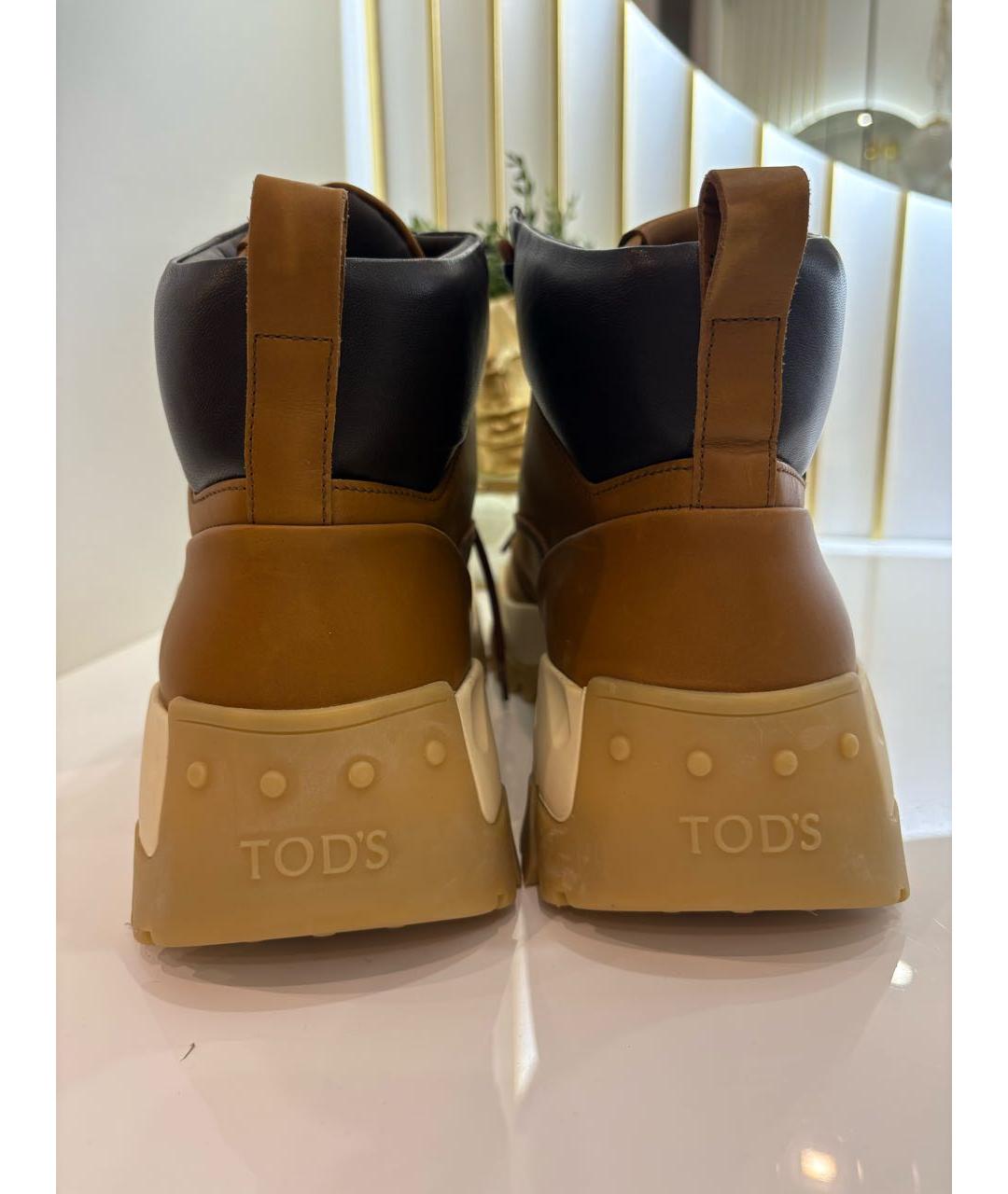 TOD'S Коричневые кожаные высокие ботинки, фото 4