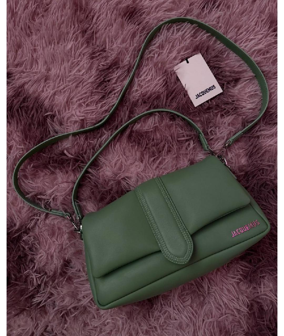 JACQUEMUS Зеленая кожаная сумка через плечо, фото 4