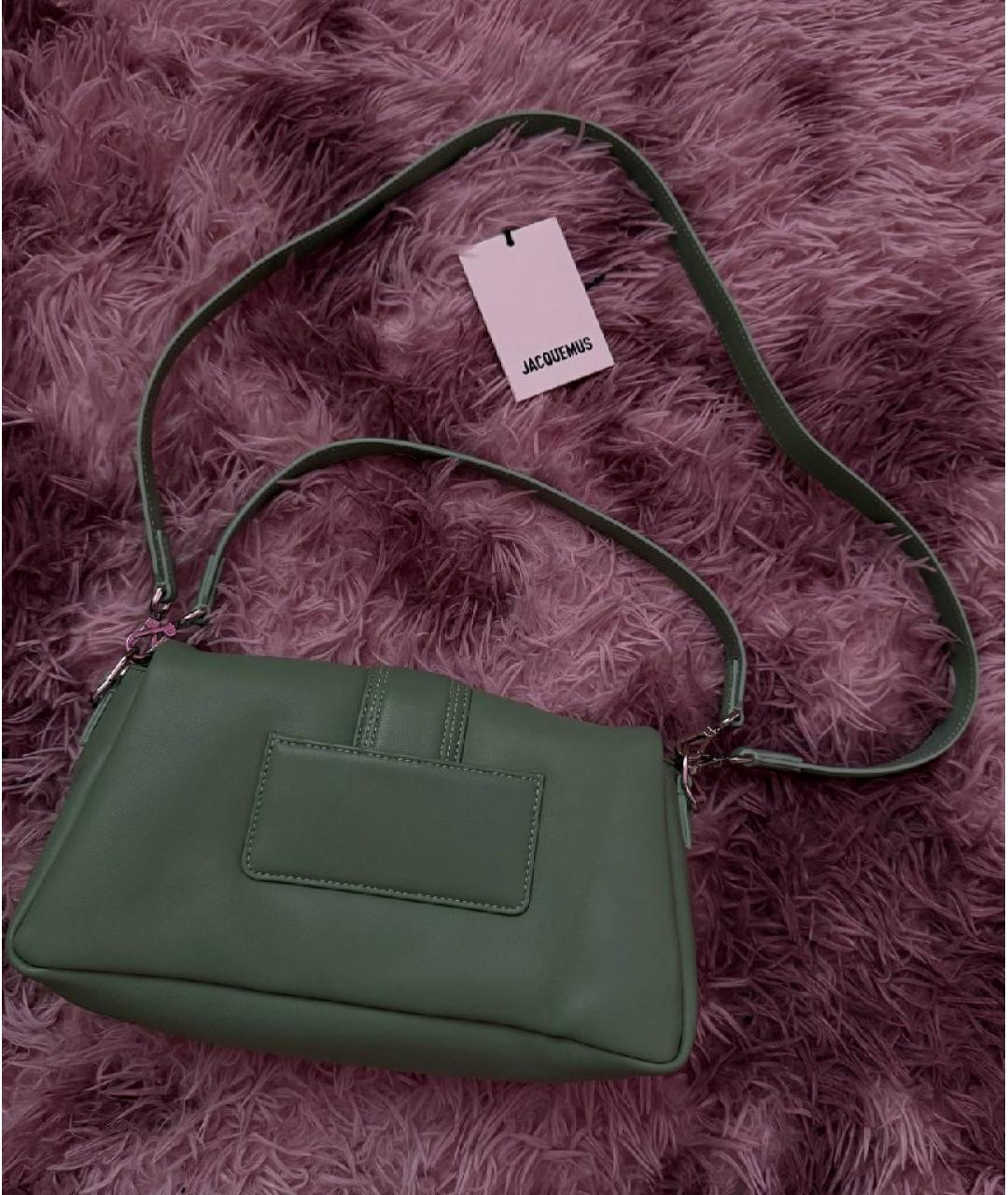 JACQUEMUS Зеленая кожаная сумка через плечо, фото 2