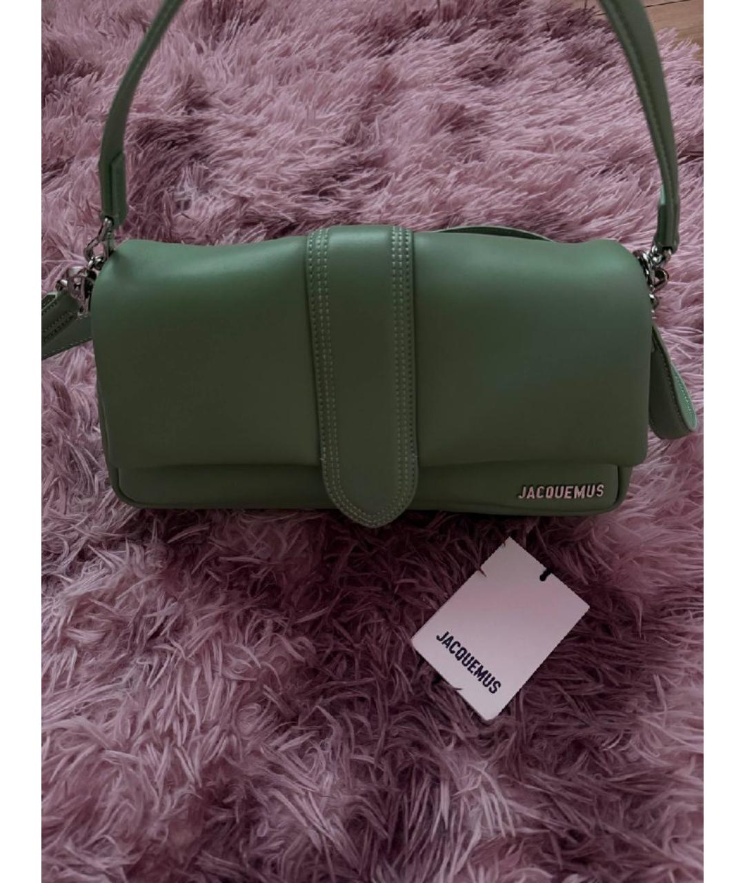 JACQUEMUS Зеленая кожаная сумка через плечо, фото 3