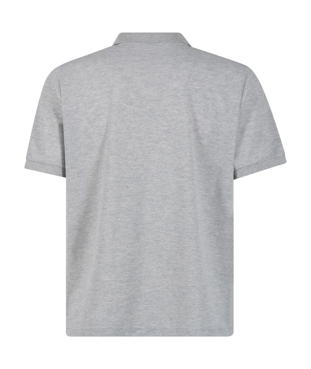 SAINT LAURENT Серое хлопко-полиэстеровое поло с коротким рукавом, фото 2