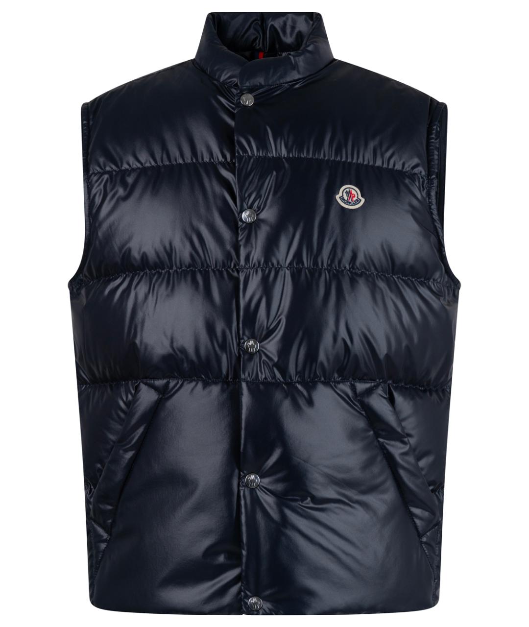 MONCLER Темно-синий полиэстеровый жилет, фото 1