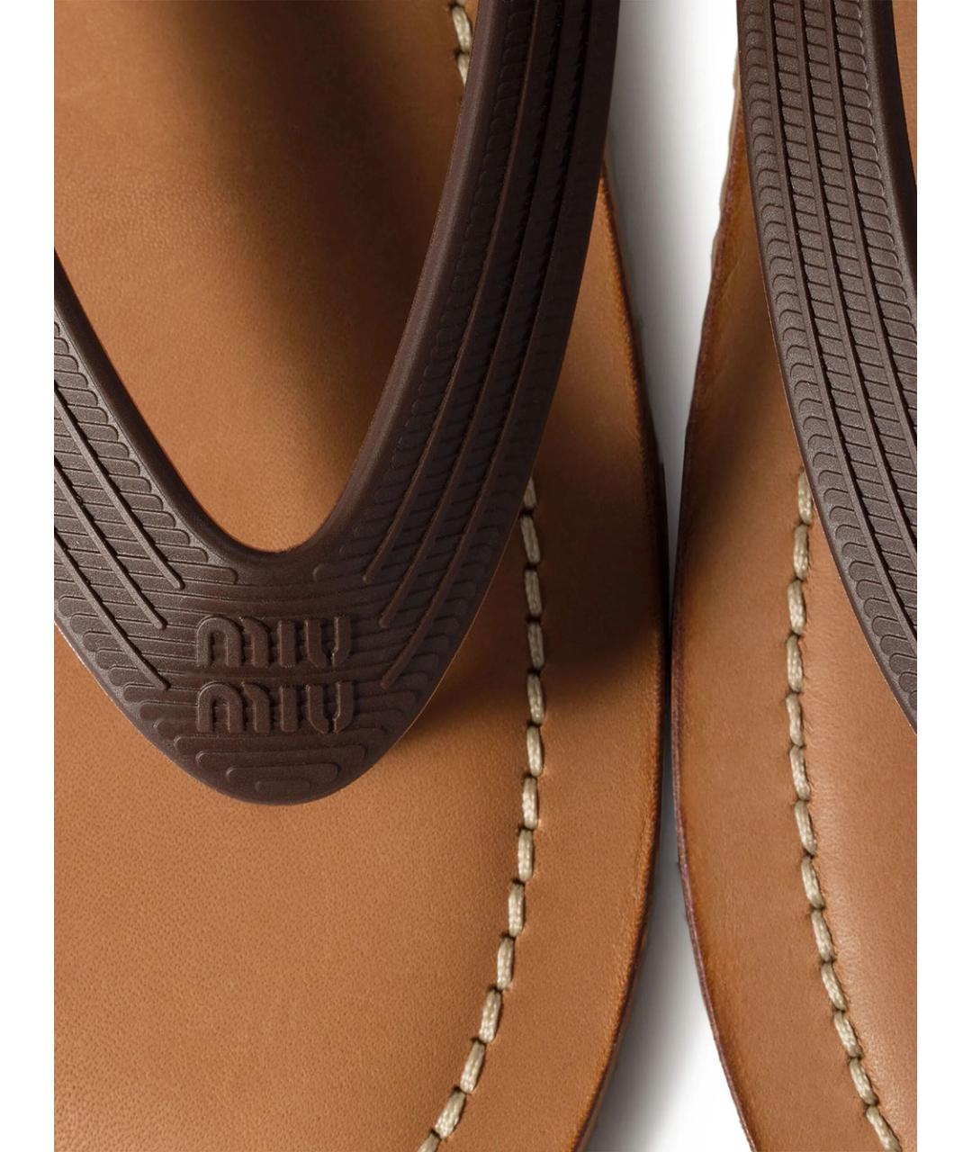 MIU MIU Коричневые шлепанцы, фото 3