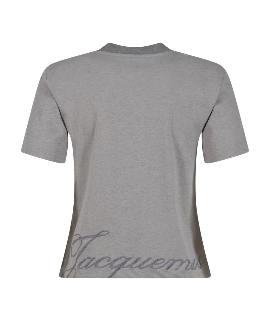 JACQUEMUS Серая хлопковая футболка, фото 2