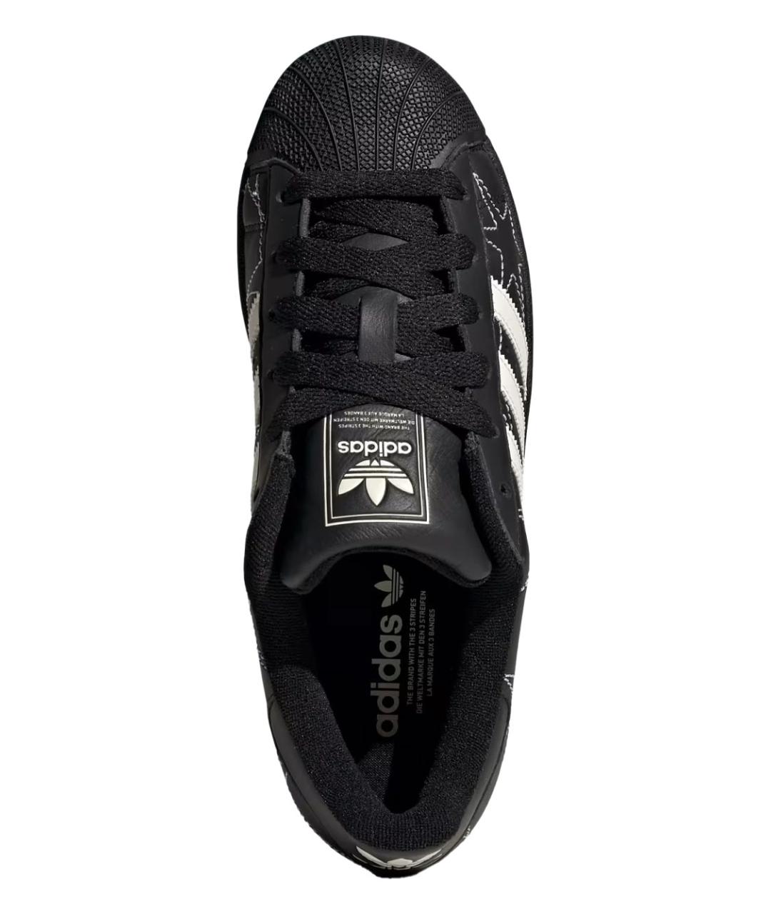 ADIDAS Черные кожаные кроссовки, фото 4