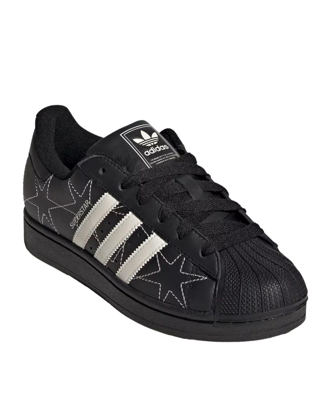 ADIDAS Черные кожаные кроссовки, фото 2