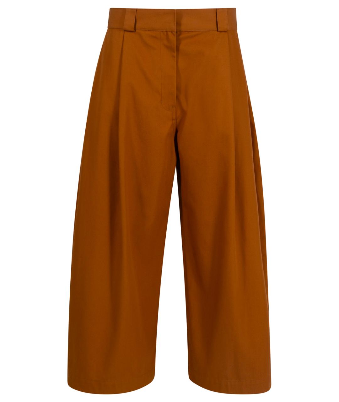 BALENCIAGA Коричневые хлопковые прямые брюки, фото 1