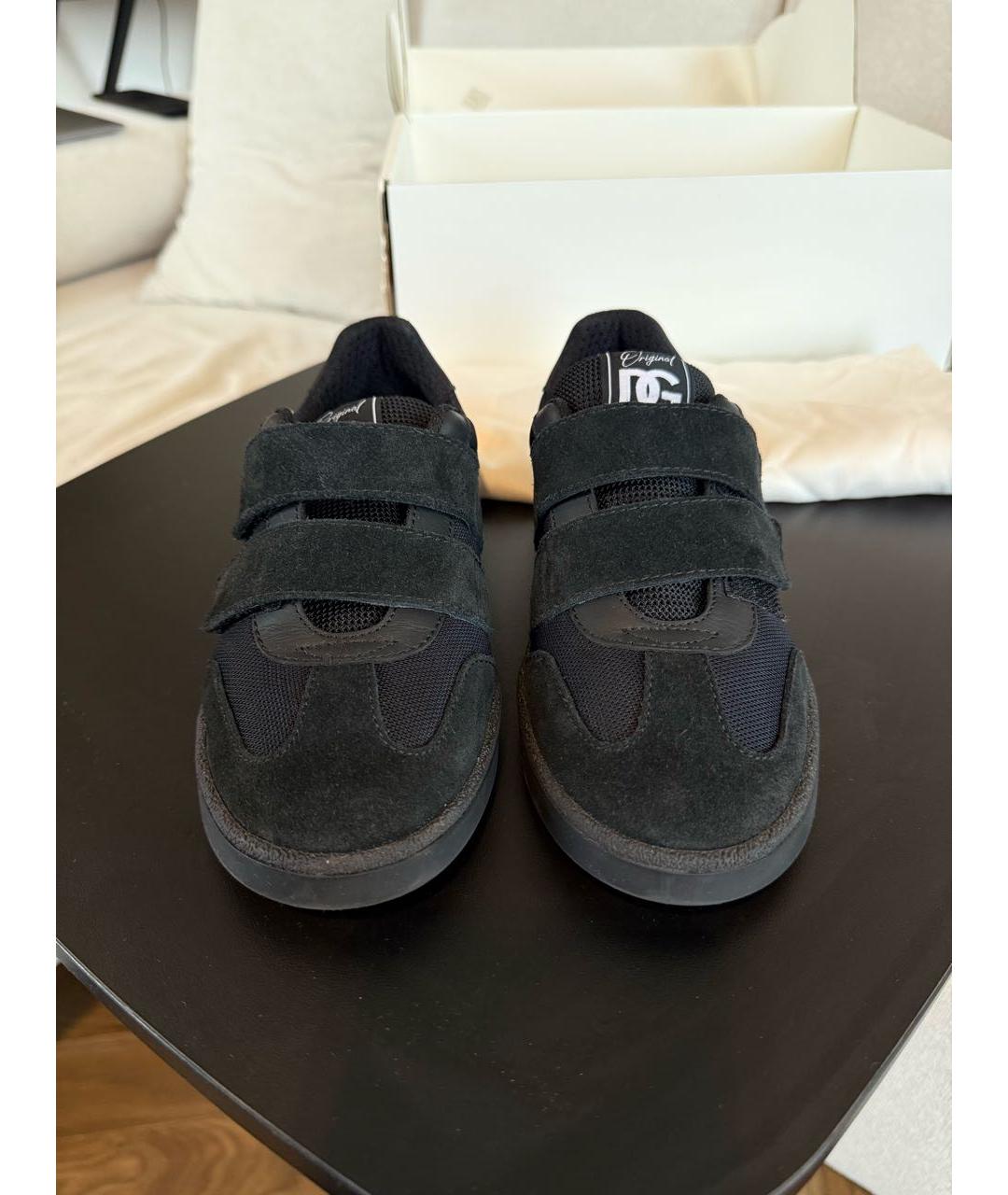 DOLCE & GABBANA KIDS Черные замшевые кеды, фото 2