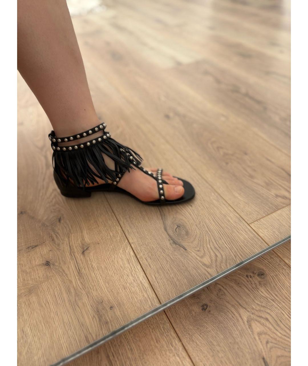 SAINT LAURENT Черные кожаные сандалии, фото 6