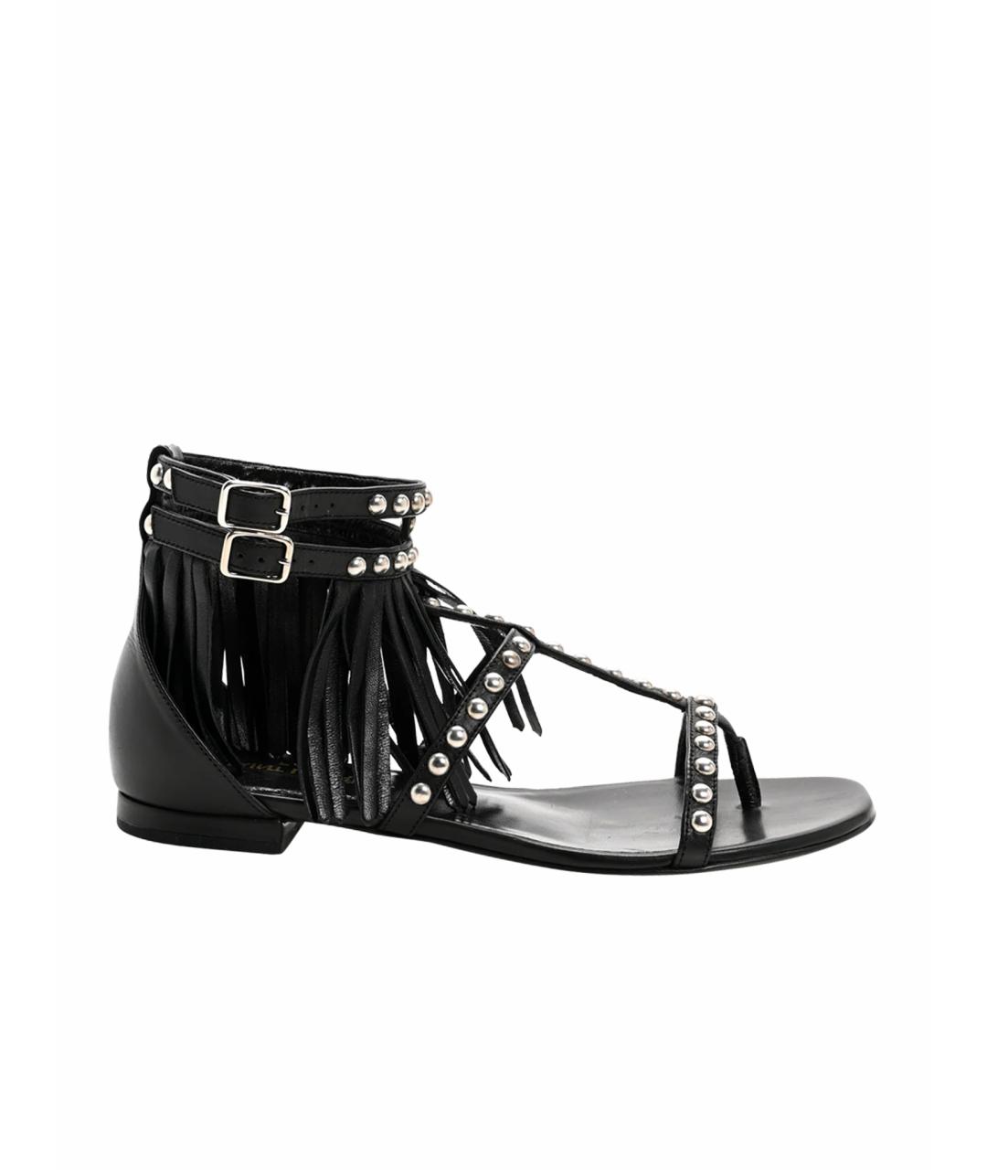 SAINT LAURENT Черные кожаные сандалии, фото 1