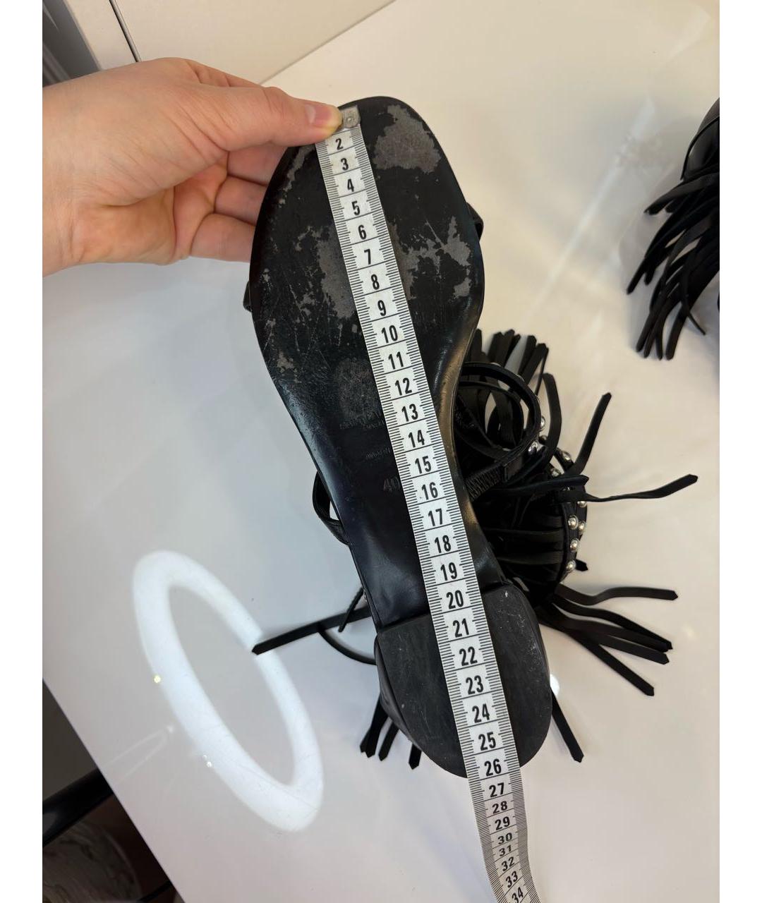 SAINT LAURENT Черные кожаные сандалии, фото 5