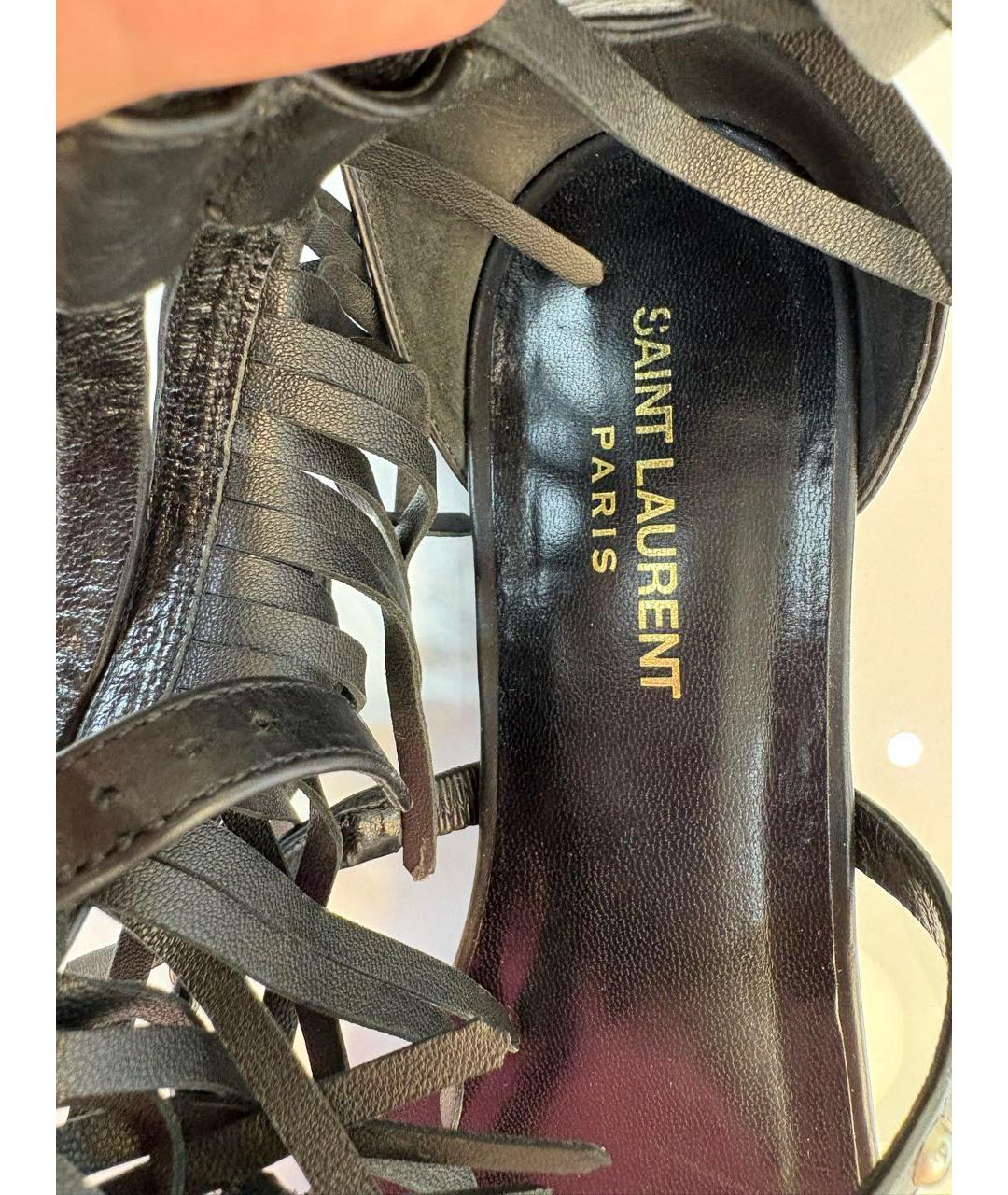 SAINT LAURENT Черные кожаные сандалии, фото 7