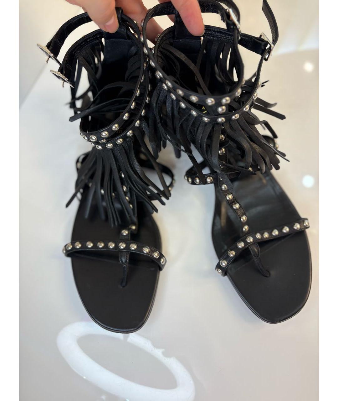 SAINT LAURENT Черные кожаные сандалии, фото 3
