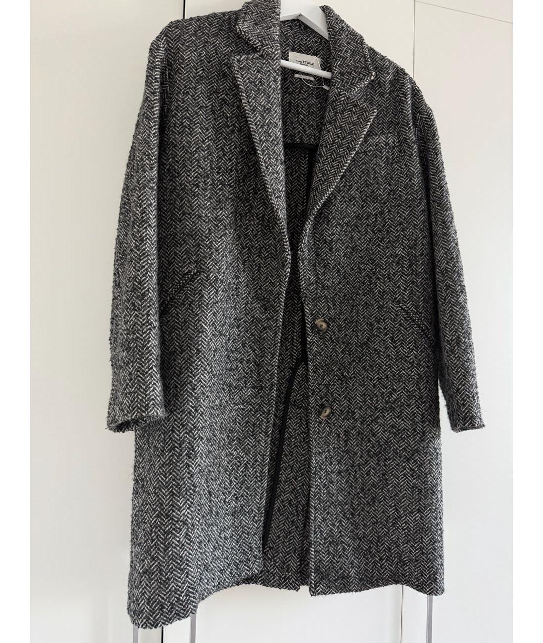 ISABEL MARANT ETOILE Серое шерстяное пальто, фото 4