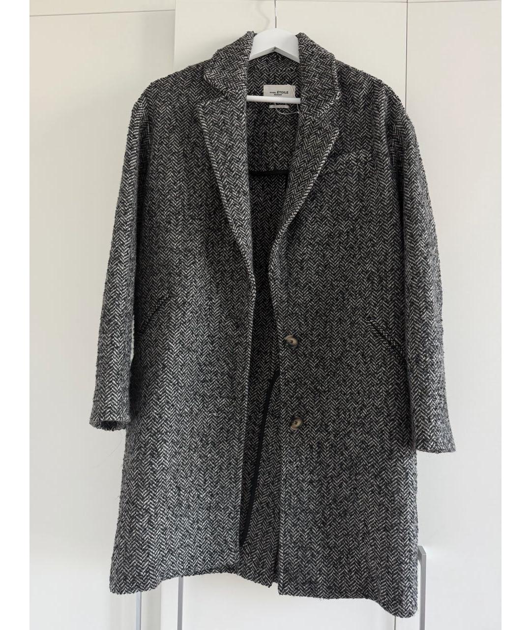 ISABEL MARANT ETOILE Серое шерстяное пальто, фото 7
