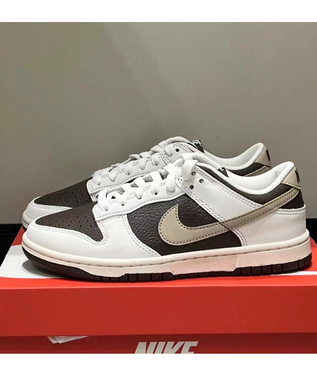 NIKE Коричневые кожаные низкие кроссовки / кеды, фото 2